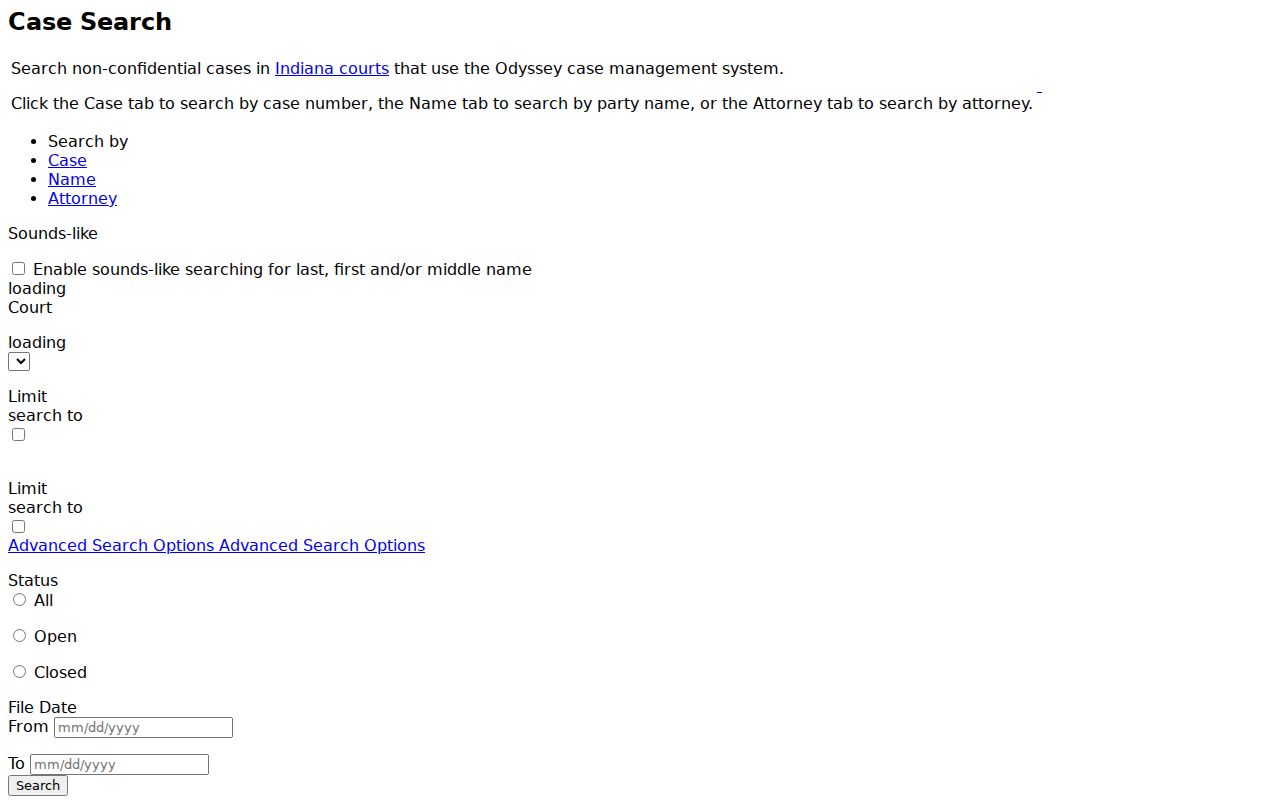 White County case search controls