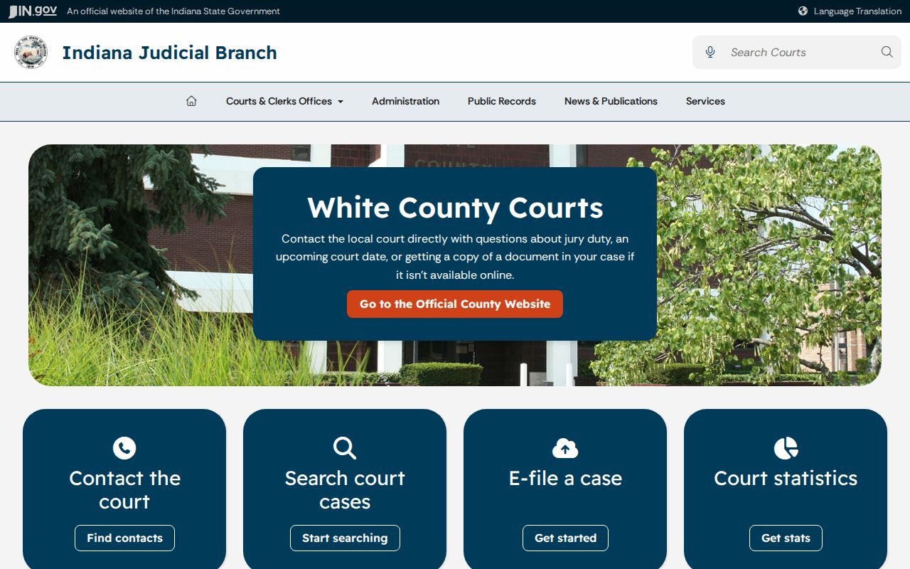 Indiana Judicial Branch White County court docket resources