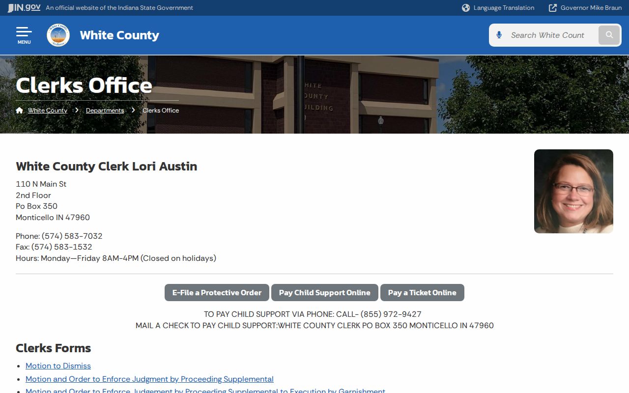 White County Clerk office docket and record contact details